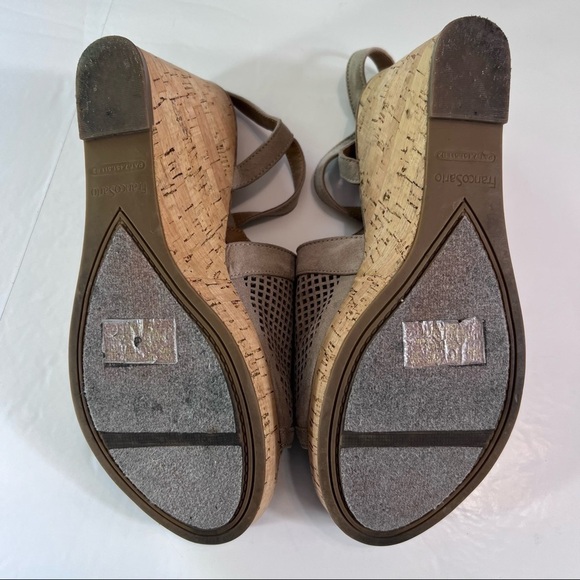 FRANCO SARTO Canyon Perforated Wedge Espadrille Cork Open Toe Sandal Taupe 10M - Picture 9 of 13
